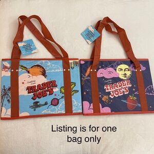 Trader Joe's Double Sided Collapsable Tote Bag - Colorful Sky Prints. One only